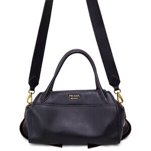 Prada City Calf Ribbon Bowling Bag black